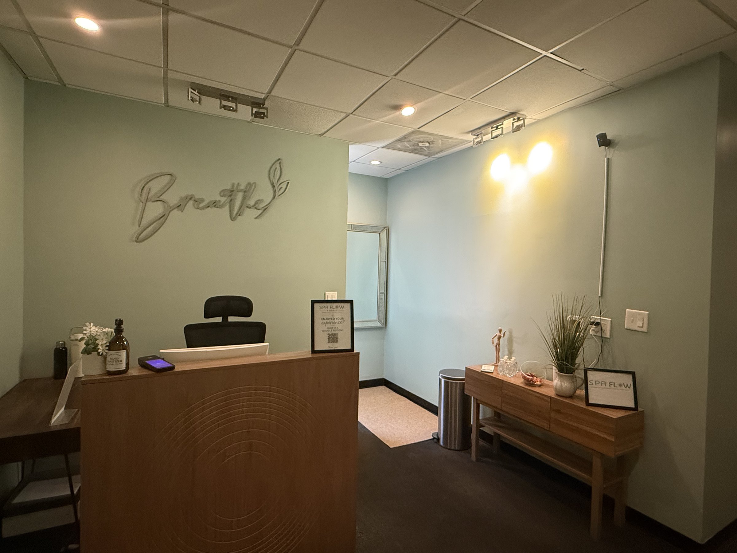 Reception desk and lobby at Spa Flow Studio on K Street