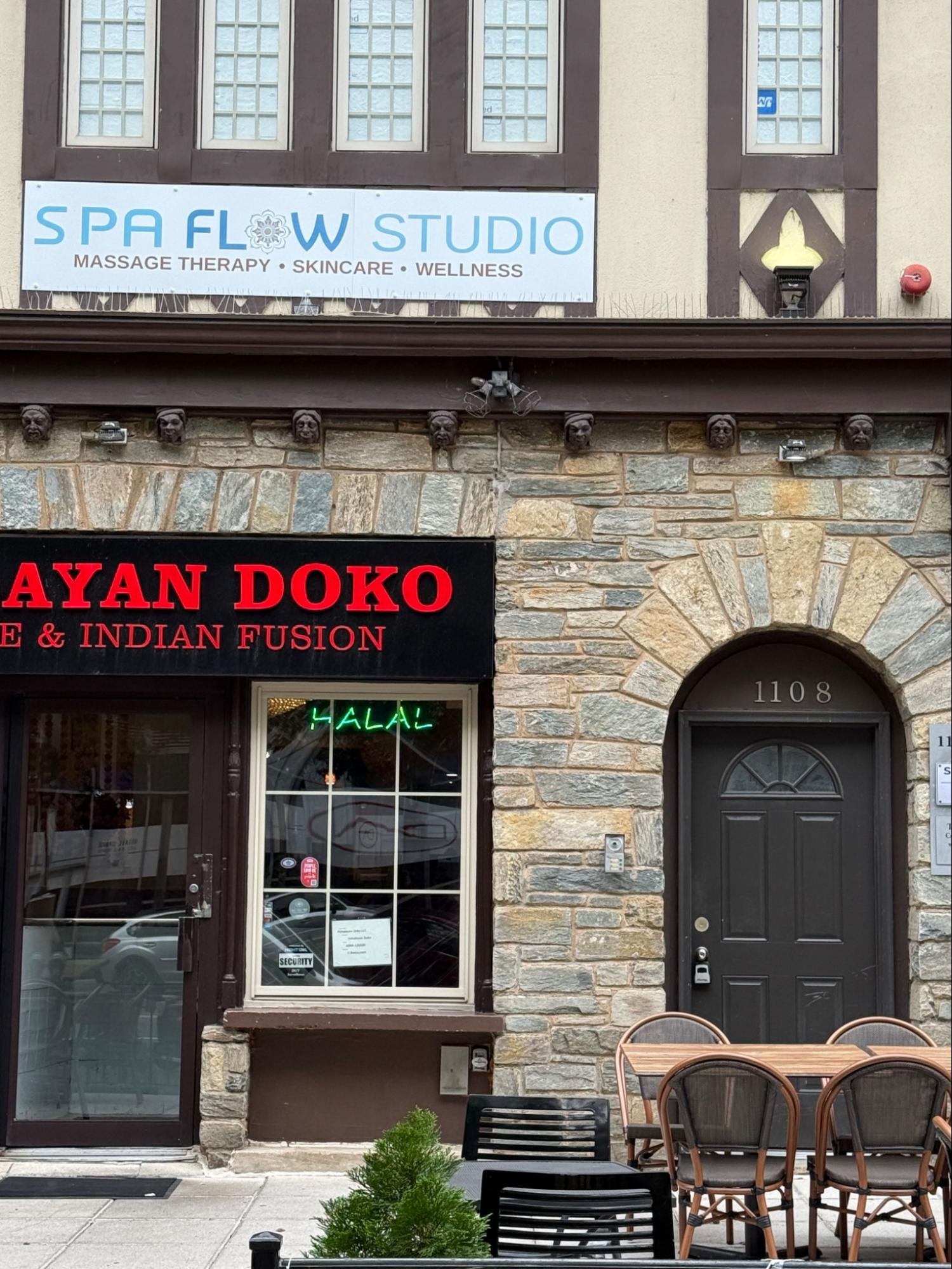 Spa Flow Studio sign above the 1108 K Street entrance